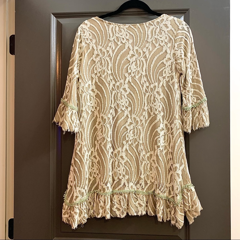 Adorn Tan Lace Ruffled Top - Picture 7 of 9
